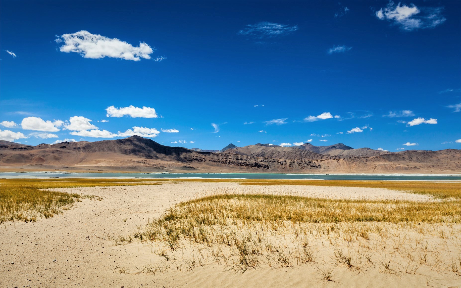 Ciel bleu au dessus du Lac Tso Kar, Ladakh