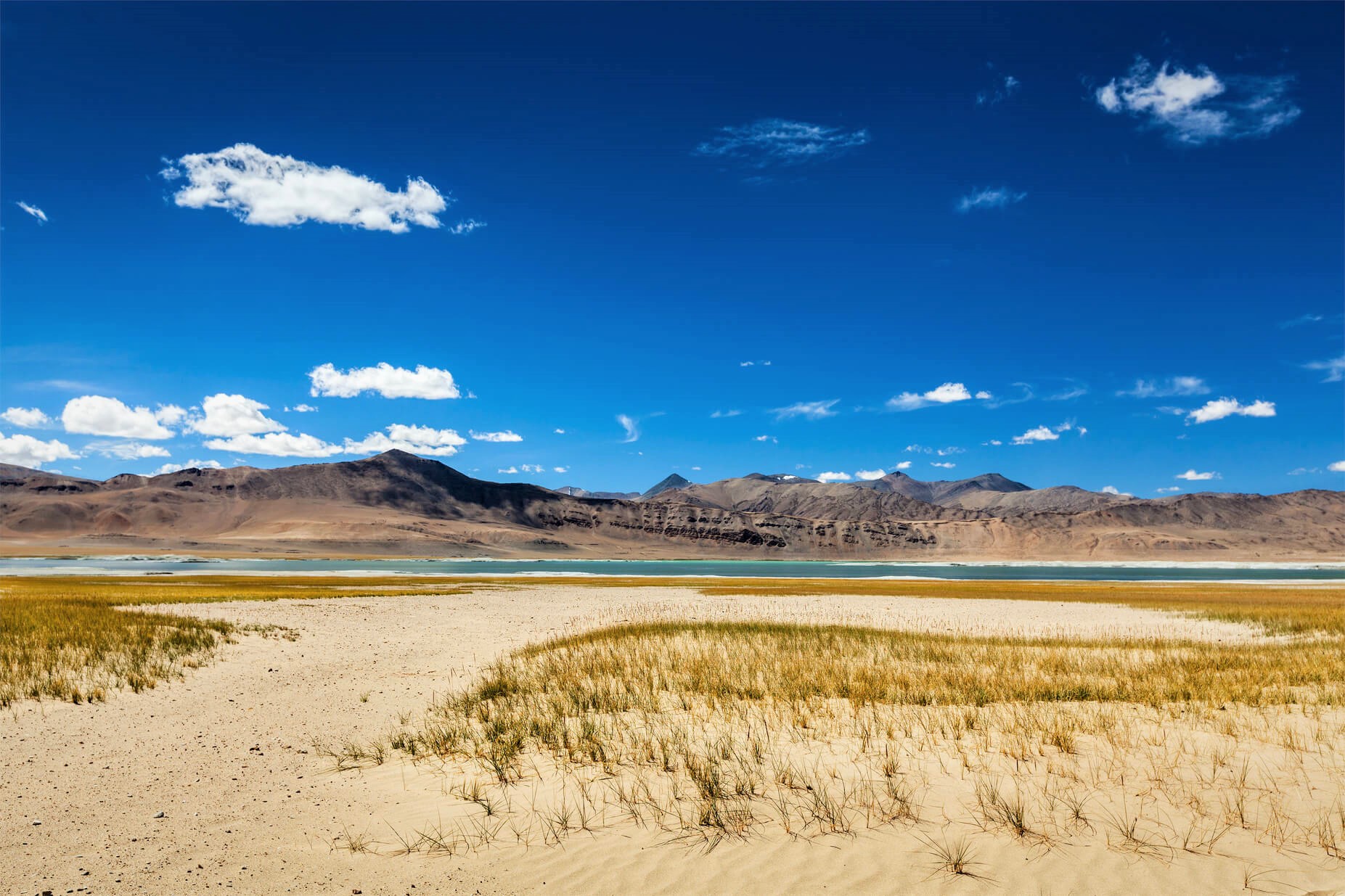 Ciel bleu au dessus du Lac Tso Kar, Ladakh