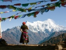 Drapeaux de prière au sommet du Langtang