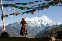 Drapeaux de prière au sommet du Langtang
